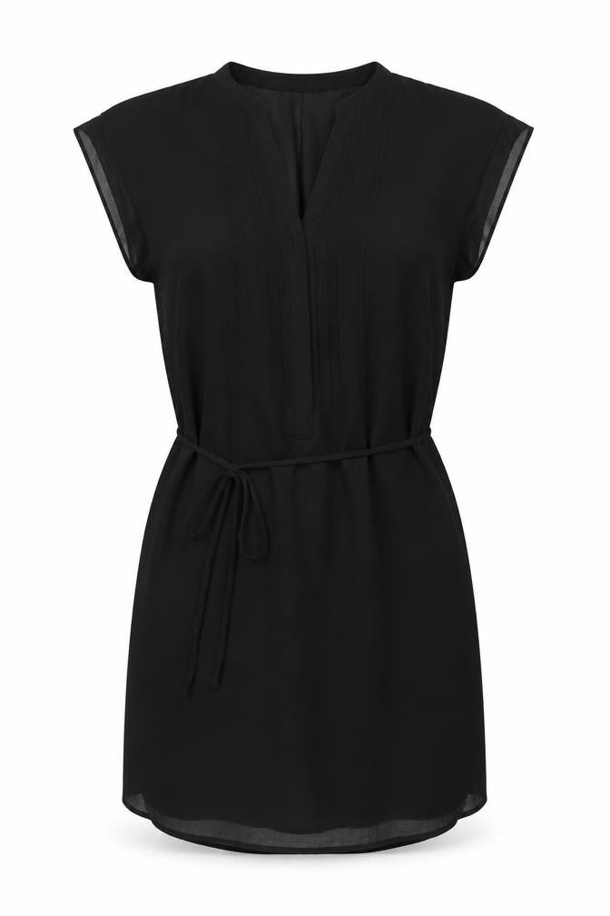 Front view of H&M women’s black polyester a-line, size XS, v-neck pullover