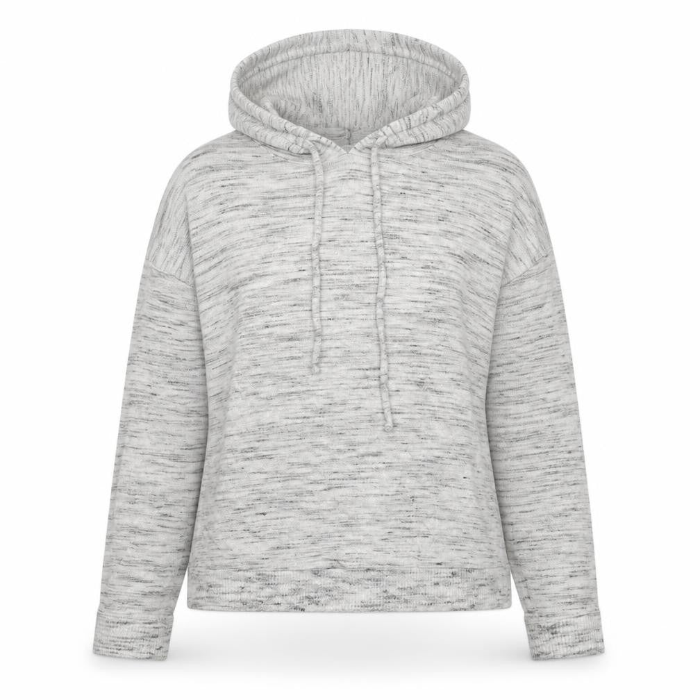 Front view of Marks & Spencer women’s grey polyester pullover hoodie, size UK 10, pullover