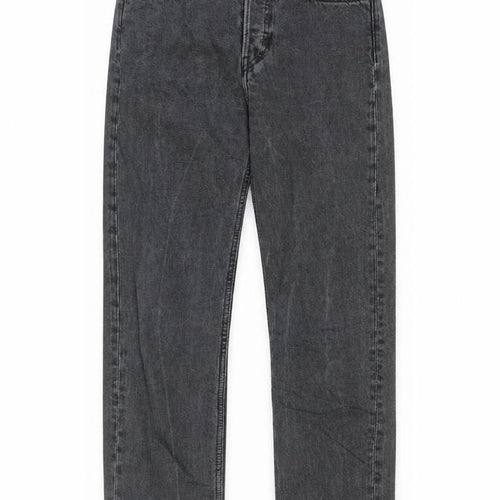 Weekday Mens Black Cotton Straight Jeans Size 27 in L27 in Regular Button