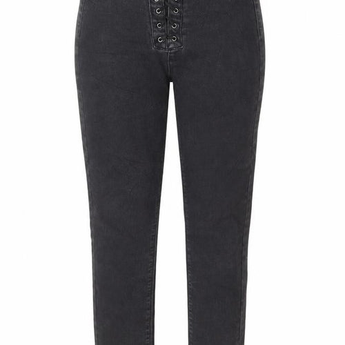 Missguided Womens Black Cotton Skinny Jeans Size 4 L28 in Regular Button - Lace up detail on front