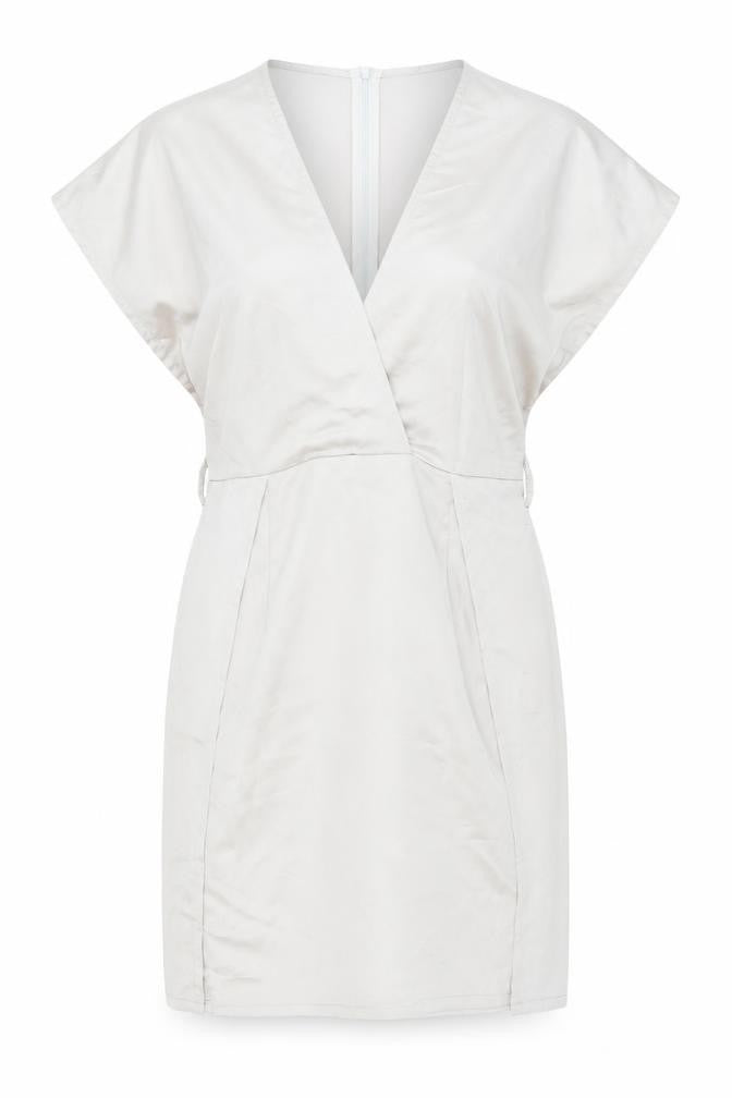 Front view of Nasty Gal women’s grey polyester mini, size UK 6, v-neck zip