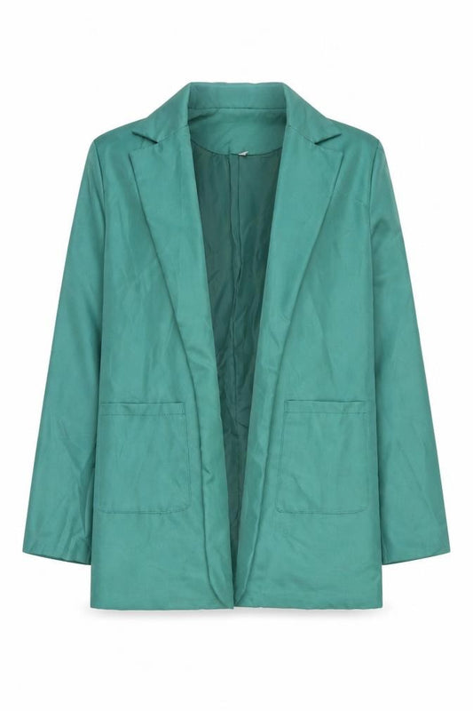Front view of Preworn women’s green jacket, size XL, tie