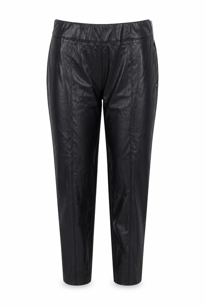 Topshop Womens Black Polyurethane Trousers Size 8 L27 in Regular Zip - Leather Look