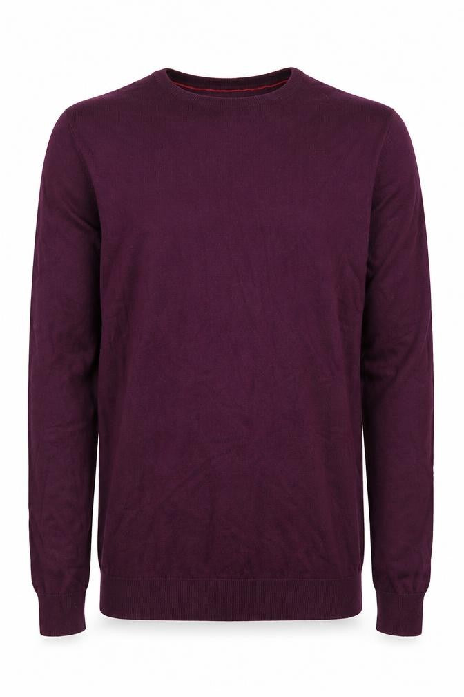 F&F Mens Purple Round Neck Cotton Pullover Jumper Size S
