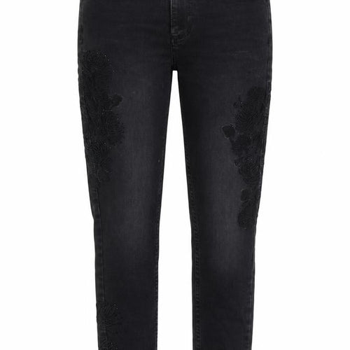 Marks and Spencer Womens Black Floral Cotton Skinny Jeans Size 12 L25 in Regular Zip