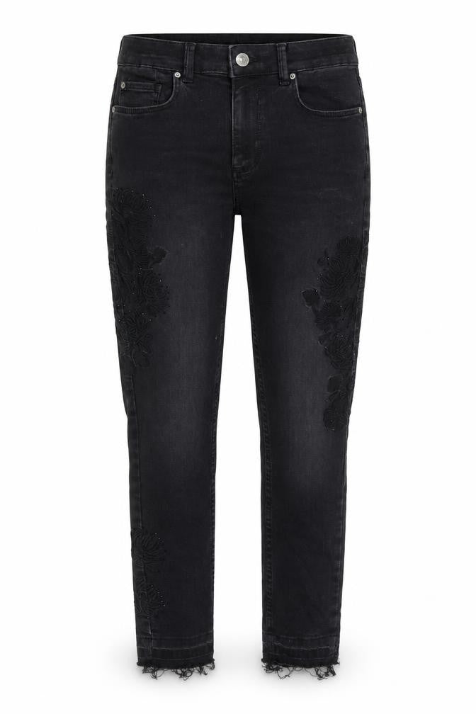 Marks and Spencer Womens Black Floral Cotton Skinny Jeans Size 12 L25 in Regular Zip