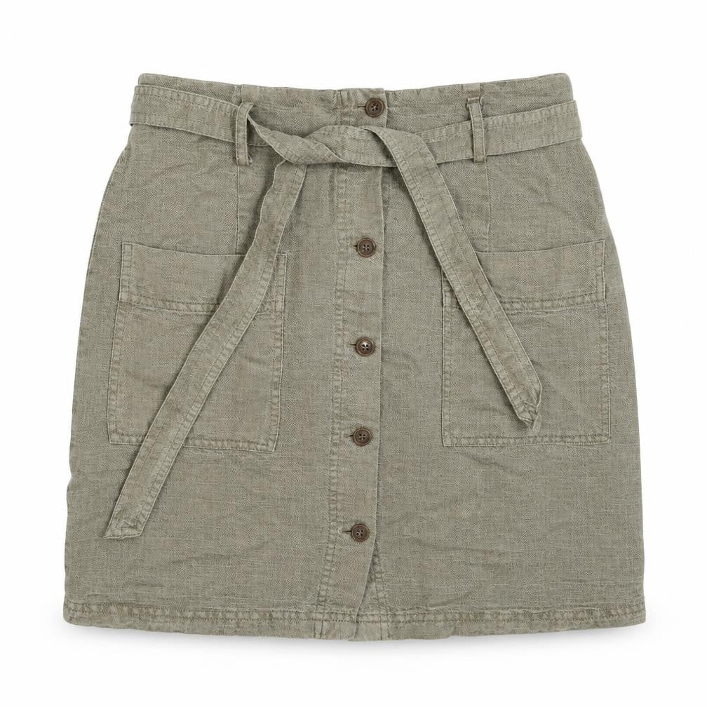 C&C California Womens Green Linen Mini Skirt Size M Button