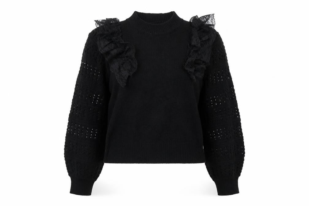 Front view of SHEIN SHIEN women’s black crew neck acrylic jumper, size L