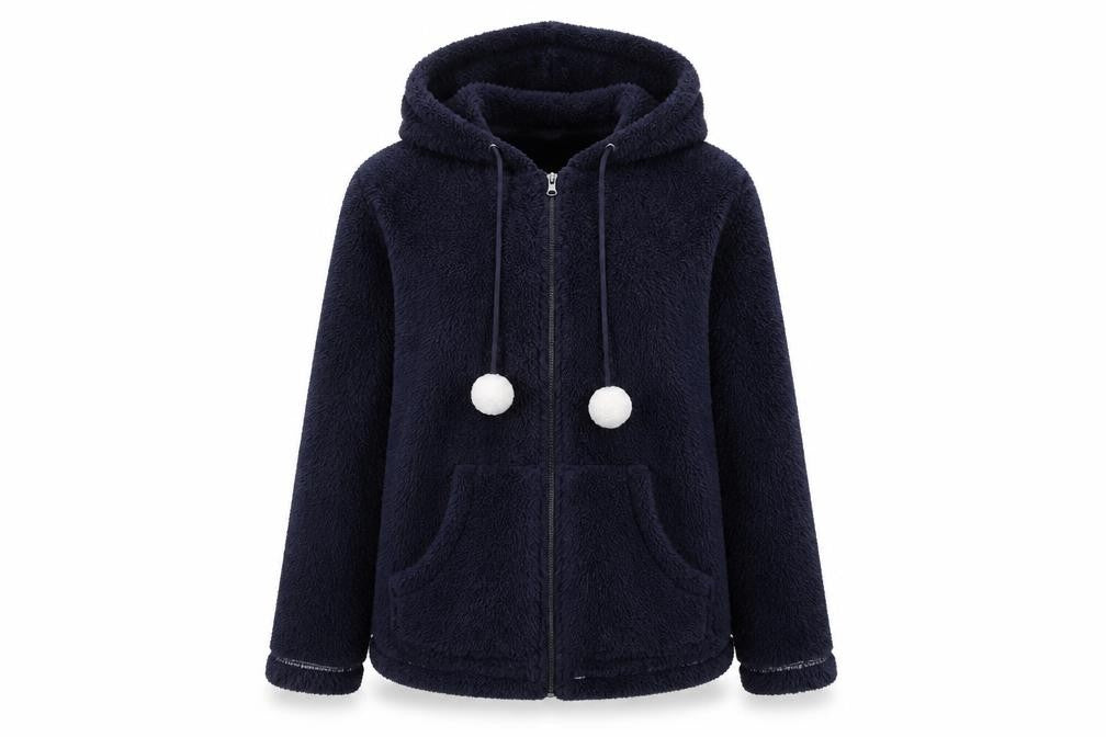 Love To Sleep Womens Blue Polyester Full Zip Hoodie Size 8 Zip