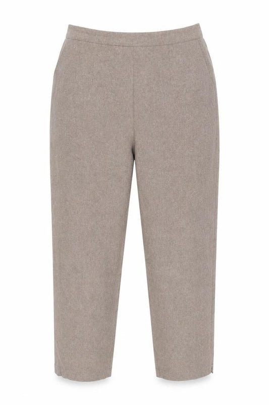 Front view of Preworn women’s brown carrot trousers, size S, 24-inch leg regular