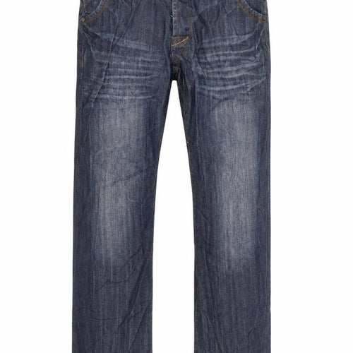 Preworn Mens Blue Cotton Straight Jeans Size 32 in L33 in Regular Button