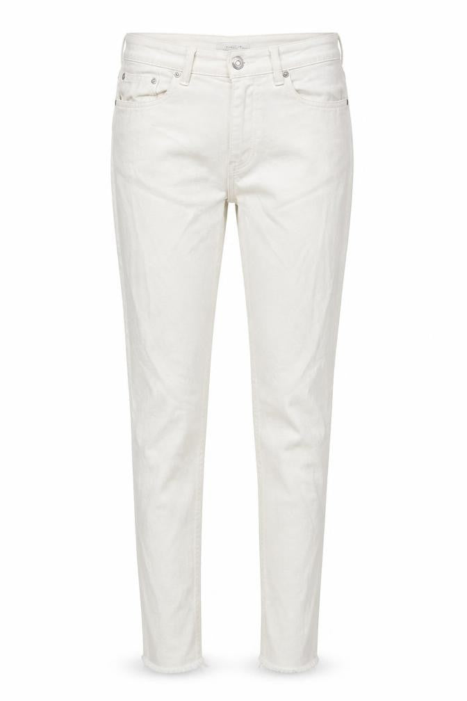 Zara Womens White Cotton Skinny Jeans Size 10 L25 in Regular Zip - Distressed Hem Ankle Grazer