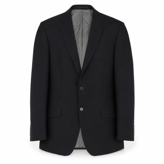 Front view of F&F men’s black polyester jacket suit jacket, size 40