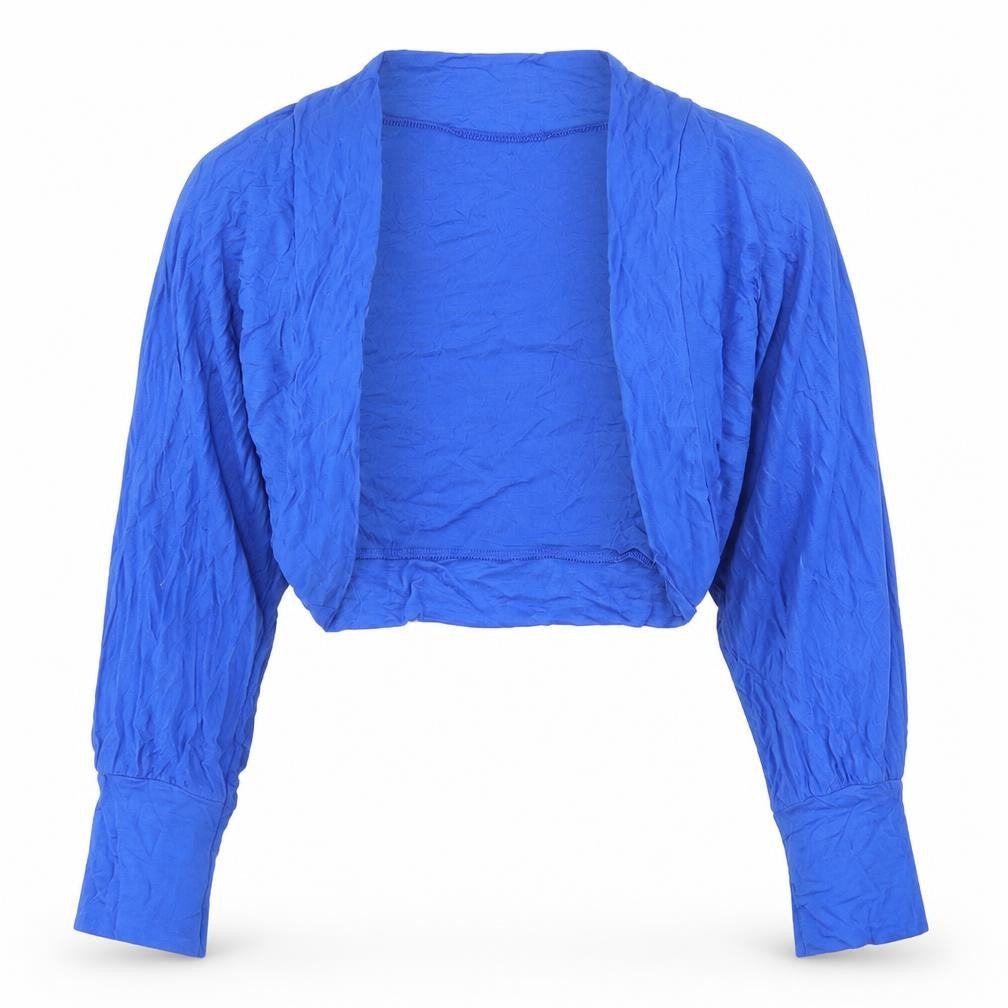 Front view of Brezza women’s blue v-neck viscose cardigan jumper, size M, - cropped