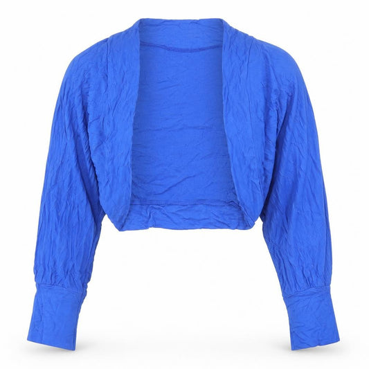 Front view of Brezza women’s blue v-neck viscose cardigan jumper, size M, - cropped