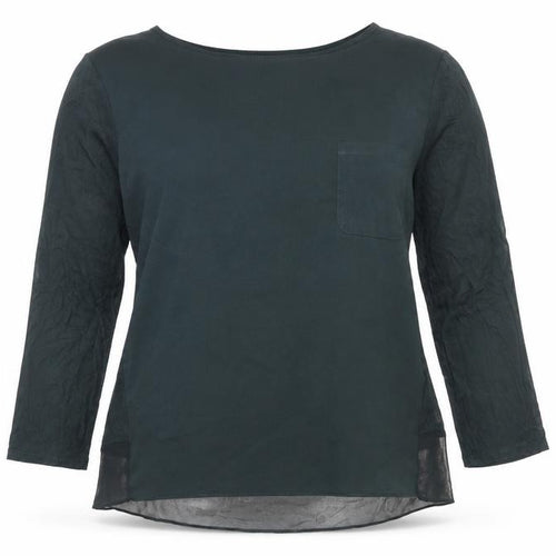 Warehouse Womens Green Viscose Basic T-Shirt Size 12 Crew Neck - Pocket Detail