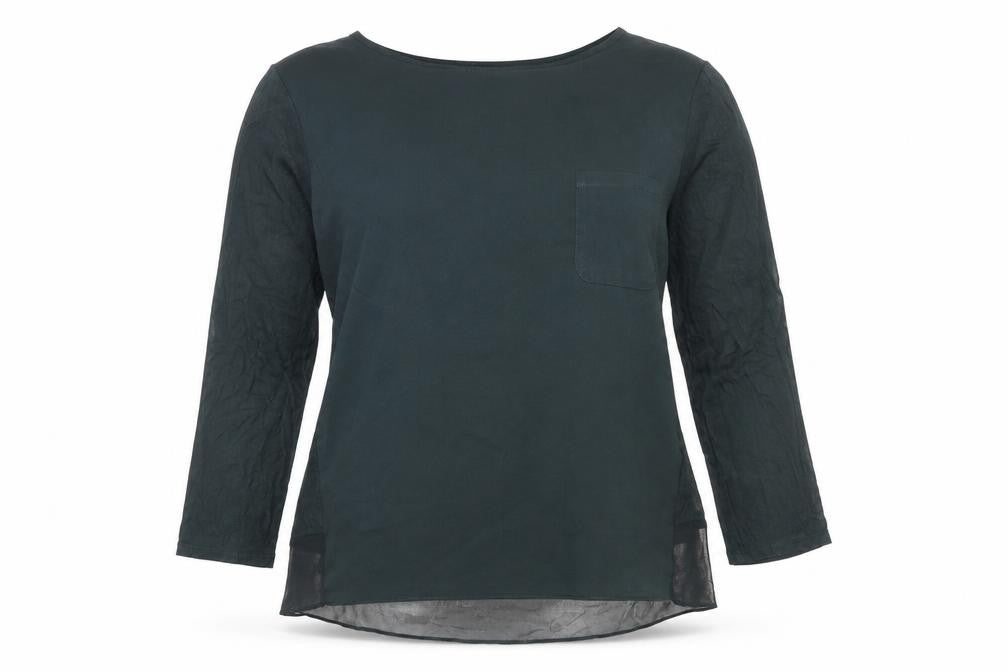 Warehouse Womens Green Viscose Basic T-Shirt Size 12 Crew Neck - Pocket Detail
