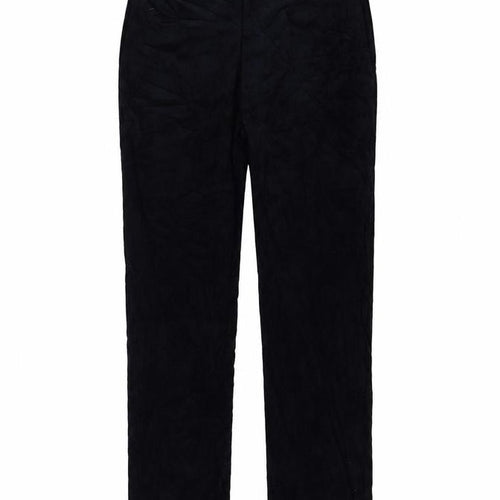 Marks and Spencer Womens Blue Cotton Trousers Size 42 in L29 in Regular Zip