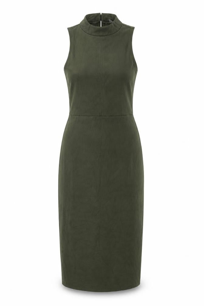 Front view of Atmosphere women’s green polyester bodycon, size UK 8, mock neck pullover