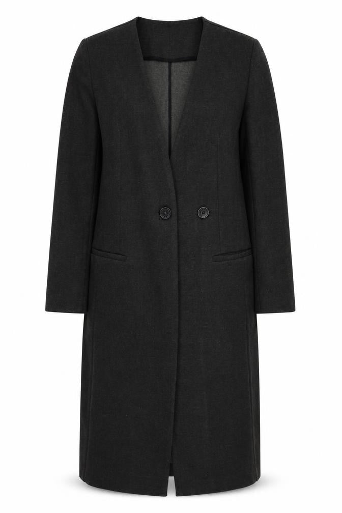 Front view of WULI : LUU women’s grey overcoat blazer, size UK 8, button