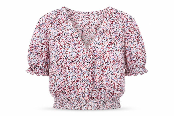 Jack Wills Womens Multicoloured Floral Viscose Basic Blouse Size 4 V-Neck
