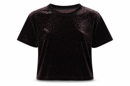 Front view of Divided by H&M women’s brown animal print polyester basic t-shirt, size M, round neck - cheetah print