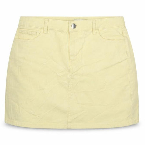 Denim & Co. Womens Yellow Cotton A-Line Skirt Size 12 Zip