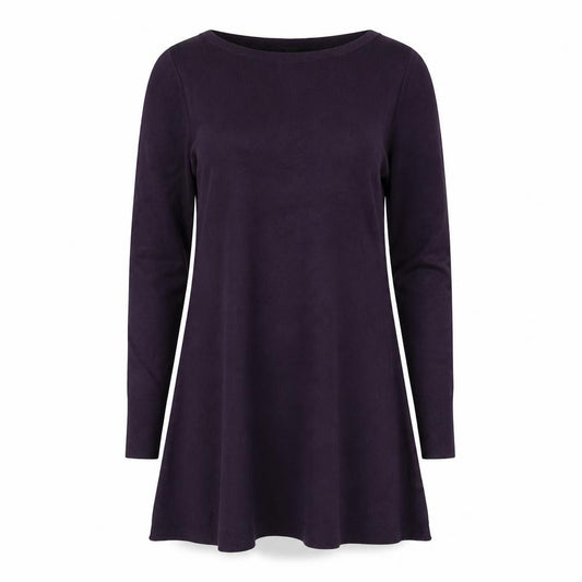 Front view of Marks & Spencer women’s purple acrylic kaftan, size UK 8, boat neck pullover
