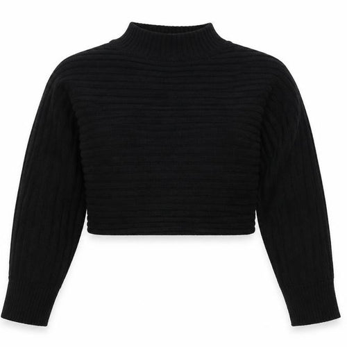 New Look Girls Black Mock Neck Striped Acrylic Pullover Jumper Size 12-13 Years Pullover