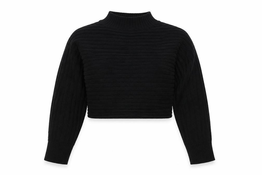 New Look Girls Black Mock Neck Striped Acrylic Pullover Jumper Size 12-13 Years Pullover