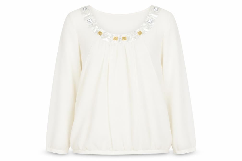 Stephen Y Womens White Nylon Basic Blouse Size M Round Neck