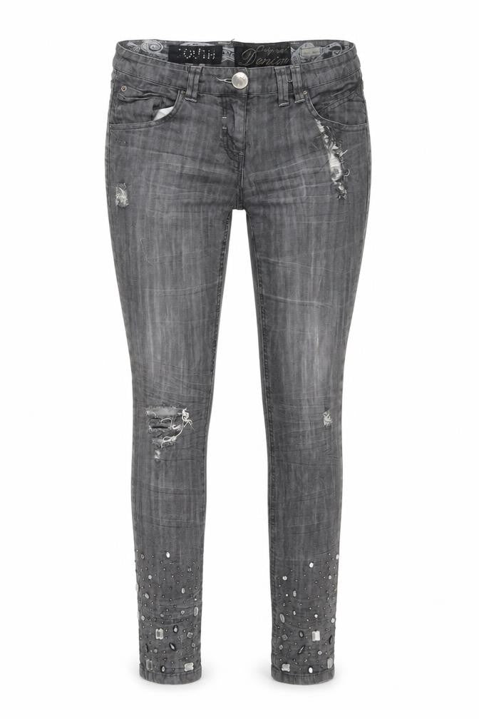 Preworn Womens Grey Cotton Skinny Jeans Size 28 in L30 in Regular Zip
