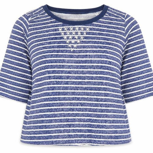 Anthology Womens Blue Striped Cotton Pullover Sweatshirt Size 20 Pullover