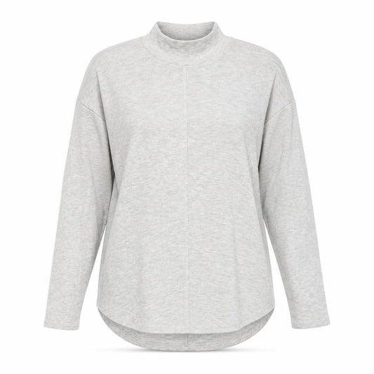 Front view of Next women’s grey viscose basic t-shirt, size UK 12, mock neck