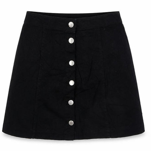 Divided by H&M Womens Black Cotton A-Line Skirt Size 10 Button