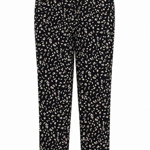 Marks and Spencer Womens Black Geometric Viscose Trousers Size 8 L30 in Regular Zip