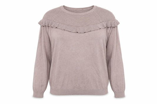 Front view of Next women’s pink round neck viscose jumper, size UK 12