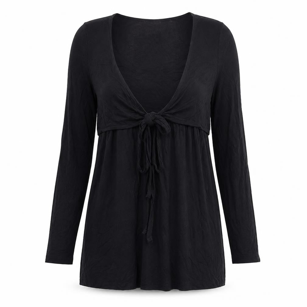 mamas & papas Womens Black Viscose Tunic Blouse Size 8 V-Neck