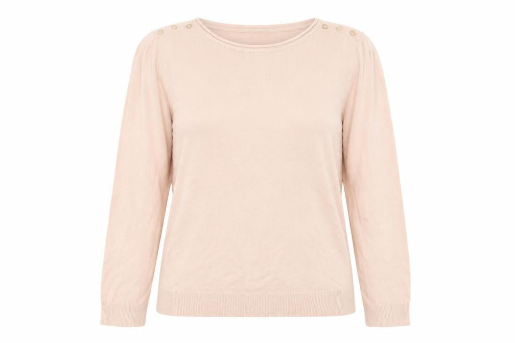 Front view of Atmosphere women’s pink collared acrylic jumper, size UK 14