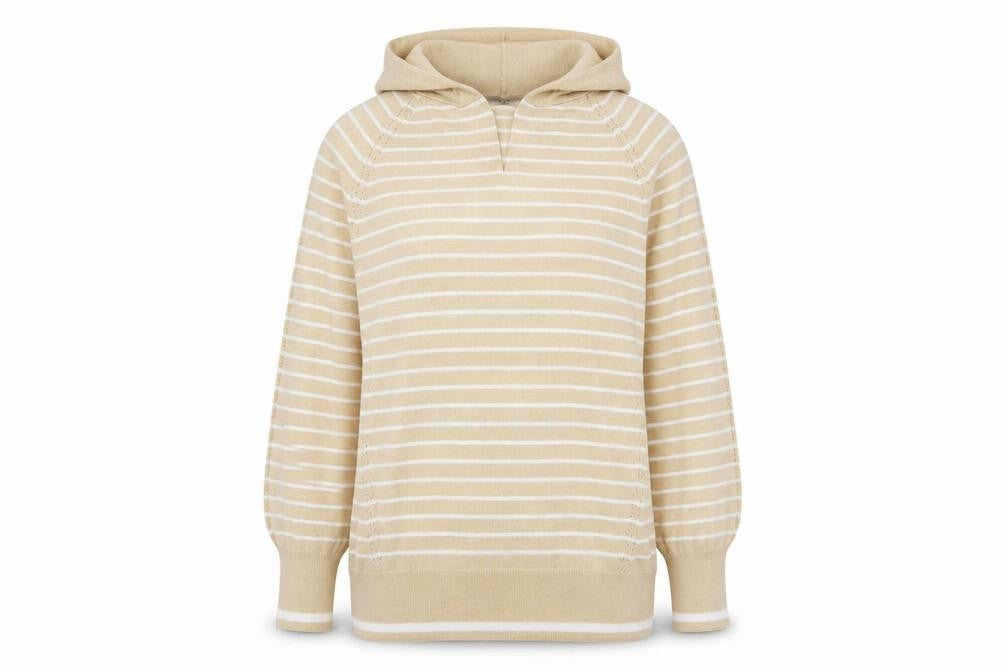 Next Womens Beige Striped Polyester Pullover Hoodie Size 12 Pullover