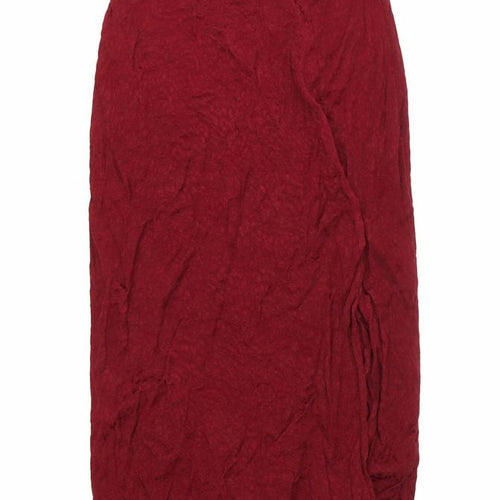 Motel Womens Red Viscose Flare Skirt Size S Zip