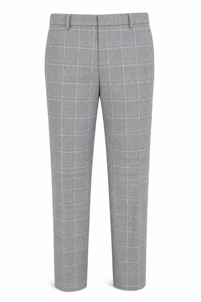 Zara Mens Grey Plaid Polyester Chino Trousers Size M L27 in Regular Zip