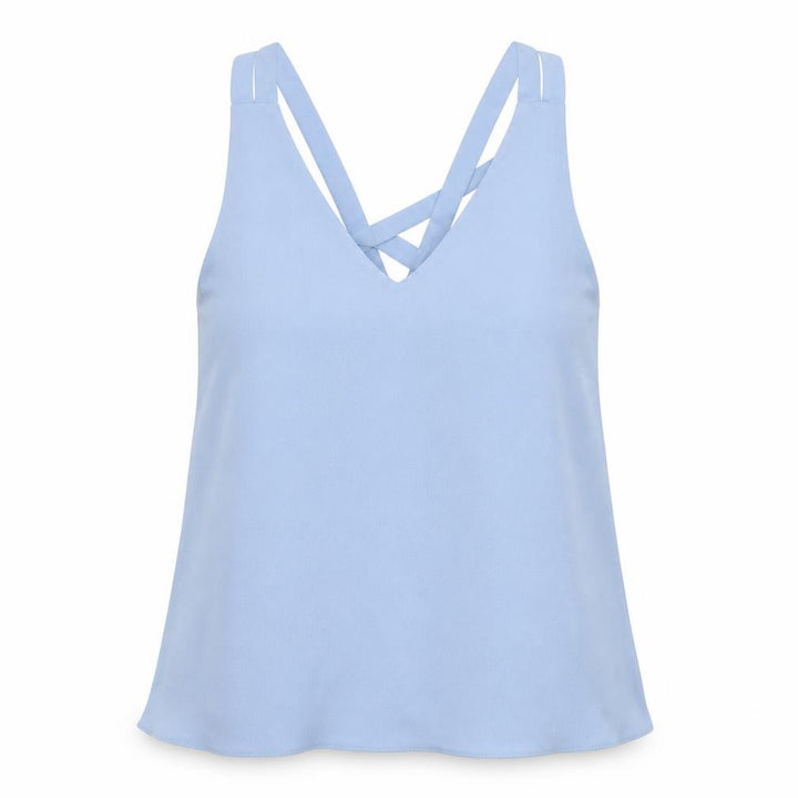 River Island Womens Blue Polyester Basic Blouse Size 4 V-Neck