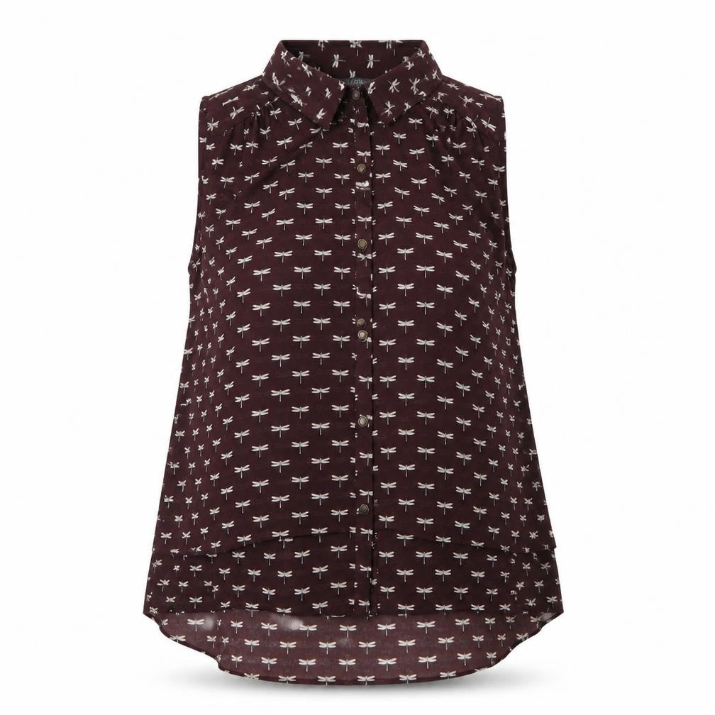 Marks & Spencer Womens Purple Geometric Polyester Basic Button-Up Size 10 Collared
