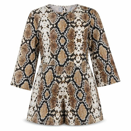 Boohoo Womens Beige Animal Print Polyester Playsuit One-Piece Size 10 Pullover - Snake Skin Print