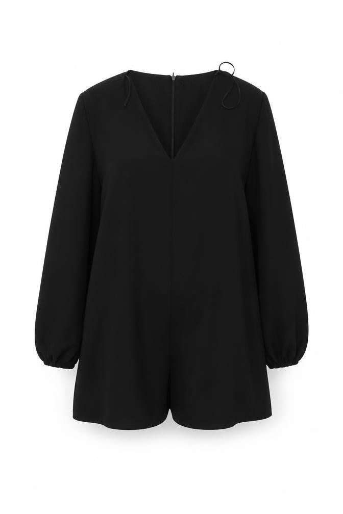 Selected Womens Black Polyester Playsuit One-Piece Size 12 Zip