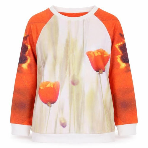 Via Delle Rose Womens Red Floral Polyester Pullover Sweatshirt Size S Pullover