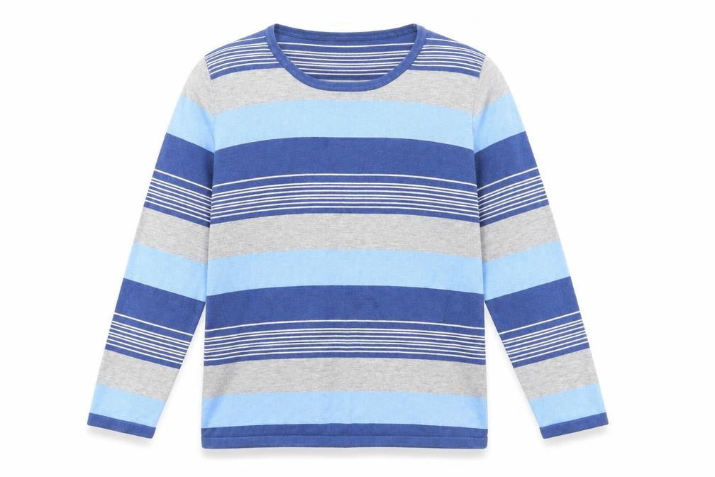 Front view of CHIANTI men’s multicoloured striped viscose pullover sweatshirt, size L