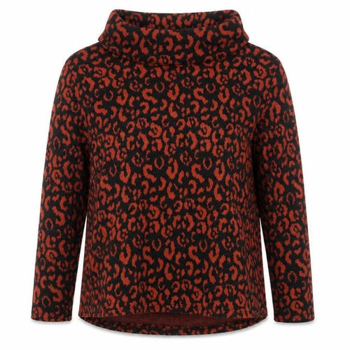 Roman Womens Black Roll Neck Animal Print Acrylic Pullover Jumper Size M