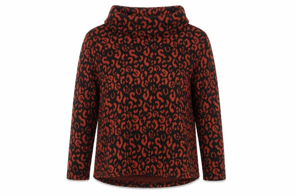 Roman Womens Black Roll Neck Animal Print Acrylic Pullover Jumper Size M